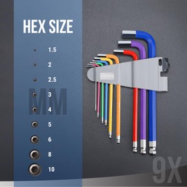 Lichamp 37-Piece Rainbow Allen Wrenches Sets, Torx Metric Hex Key Set with Colored Foldable Short and Long Arm, Ball and Torx End, Metric 1.5 to 10mm, Torx T10 to T50