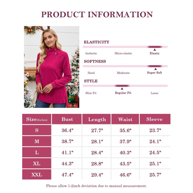 Luranee Womens Long Sleeve Tunic Tops Turtle Neck Sweater Light