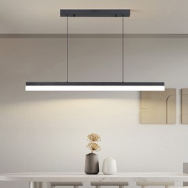 Mikeru Linear Pendant Lights Kitchen Island, 39.3inch Dimmable Island for Dining Room Fixture, Modern Pool Table Island Light, 59‘’ Height Adjustable with Memory Function, for Home, Office