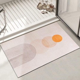 SPEDOL Bath Thin Mat for Bathroom: Tub Rug Fit for Under Door - Non Slip Rubber Backing - Quick Dry for Bathtub Shower 16x24 Inches (Pattern E)