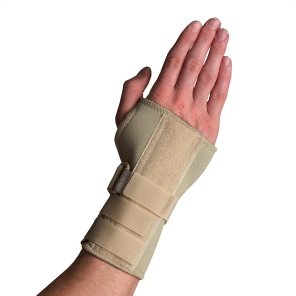 Thermoskin Wrist Brace, Hand Brace, Carpal Tunnel Brace with Dorsal Stay, Beige, Left, Large