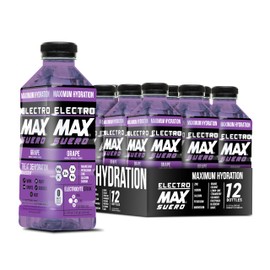 ELECTROMAX SUERO - Zero Sugar Electrolyte Drink – 12-Pack (21.3 Fl Oz Each), Hydration for Sports, Recovery, and Daily Use – Magnesium, Potassium, Zinc, Calcium – Zero Calories. (Grape)
