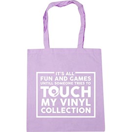 Hippowarehouse It's all fun and games until someone tries to touch my vinyl collection Tote Shopping Gym Beach Bag 42cm x38cm, 10 litres