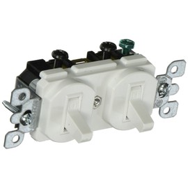 Leviton 20 Amp, 120/277 Volt, Duplex Style Single-Pole / Single-Pole AC Combination Switch, Commercial Grade, 5334-W, White