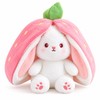 Kawaii Transforming Fruit Bunny Plush Toy, Strawberry and Carrot Rabbit