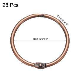 sourcing map 28pcs Shower Curtain Rings, 1.5 Inch ID Metal Round Snap Shower Curtain Hooks Glide Smoothly Shower Hooks for Bathroom Shower Curtain Rods, Vintage Copper