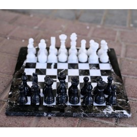 OceanicX Stone Marble Black zebra whiteChess Men Set Weighted Pro Pieces & Board Game Set