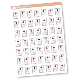 Medical Bill/Chart Icon Planner Stickers, Hospital Records Stickers, Color Print Planning Labels (I-107)