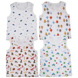ToBeInStyle Boys' 4 Pack Double Needle Hem Tank Tops - Animals - 3-6 Months