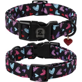 Mr.CHUBBYFACE Valentine's Dog Collar,Cute Red Heart Girl Female Durable Heavy-Duty Dog Collar, Adjustable Pet Collar Gifts for Small Medium Large Dogs