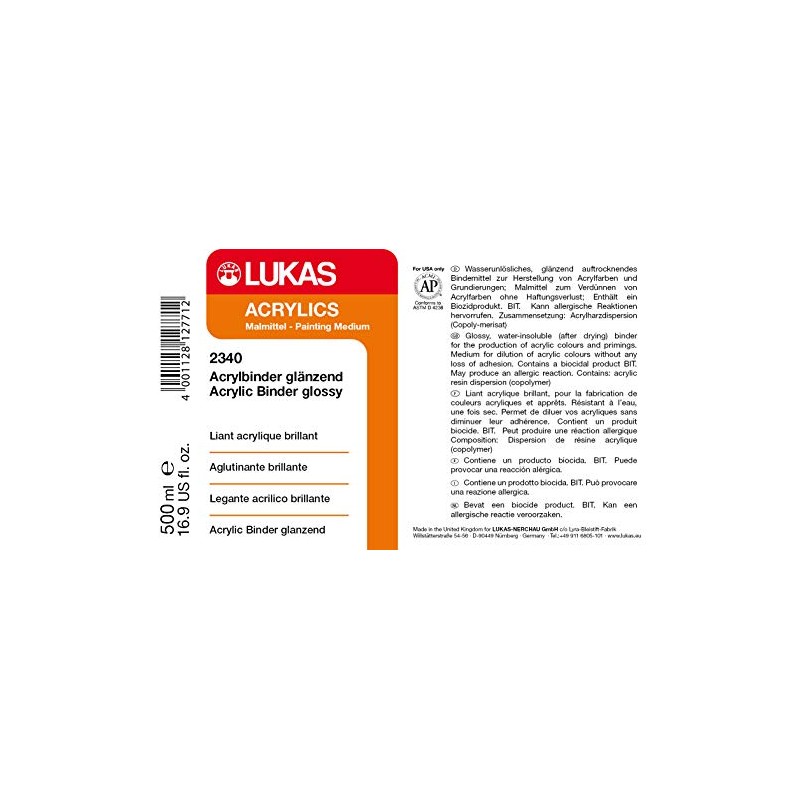 LUKAS Painting medium for acrylic painting - acrylic binder glossy