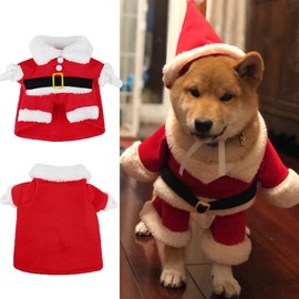 Christmas Cat Clothing, Christmas Pet Clothing, Adjustable Red Santa Cape with Santa Hat, Christmas Party Cute Cats and Dogs Costume, Christmas Costumes for Cats and Small Dogs