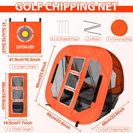CATCHLUCK Golf Chipping Net Golf Practice Net Pop Up Golf Nets for Garden 5 Models Golf Target Net Indoor Outdoor Golf Training Net, Orange