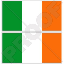 Ireland Irish Flag EIRE 4.3" (110mm) Vinyl Bumper-Helmet Stickers, Decals x2
