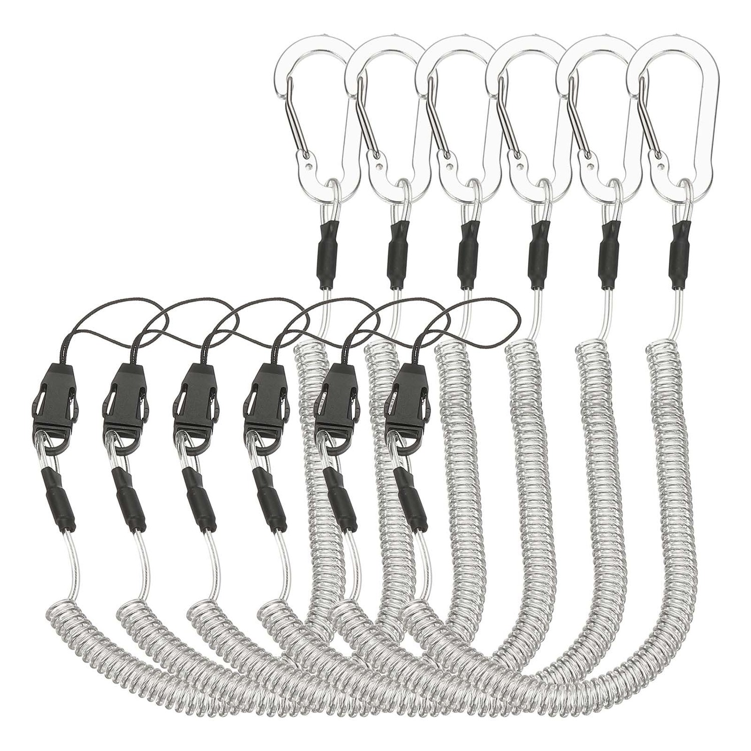 PATIKIL Coiled Lanyards with Buckle 47 Inch, 6 Pcs Retractable Safety ...