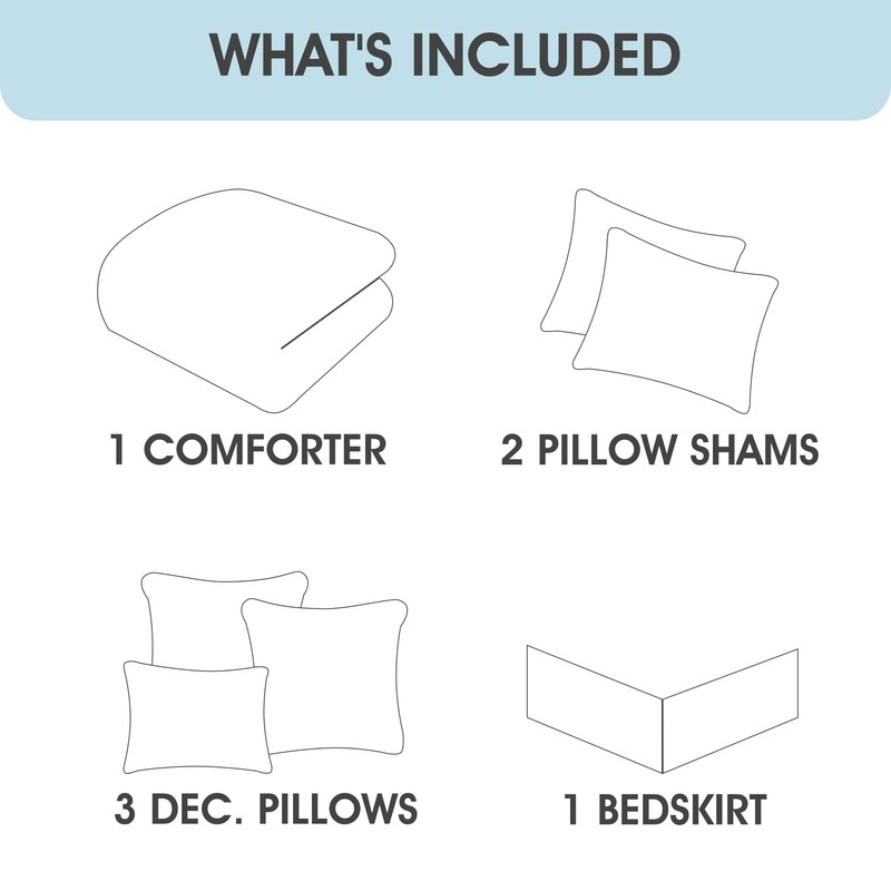 LANCO MODERN LIFESTYLE White Grey Comforter Set, Queen, 7 Piece
