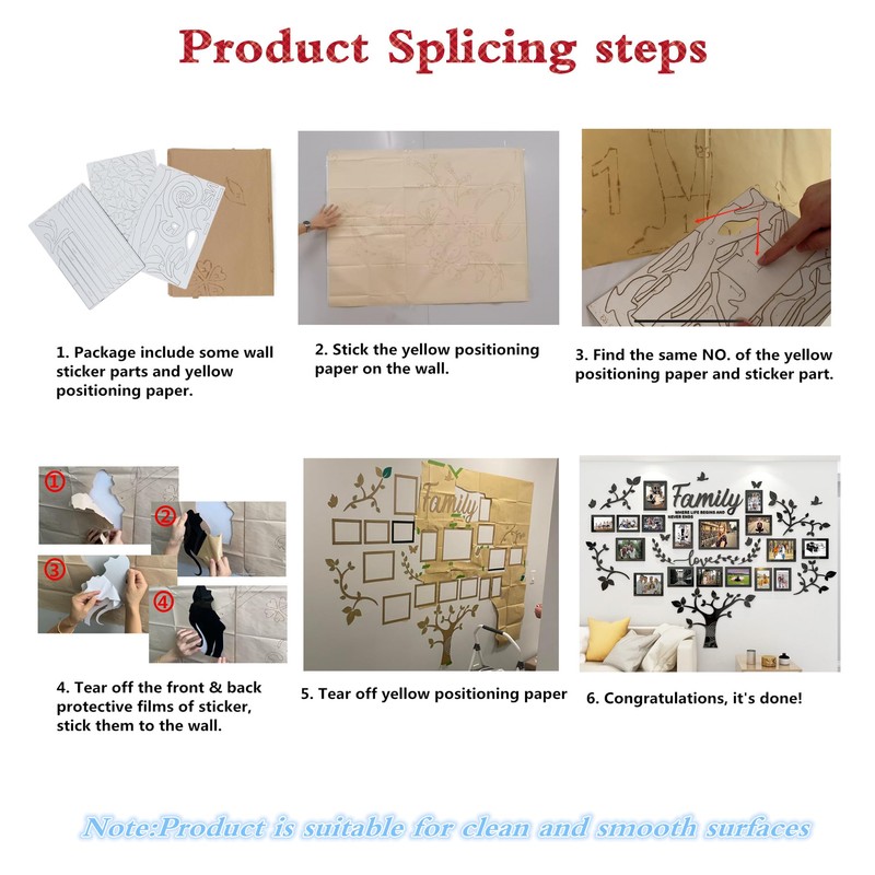 3D Family Tree Wall Stickers Decor DIY Picture Frame Collage