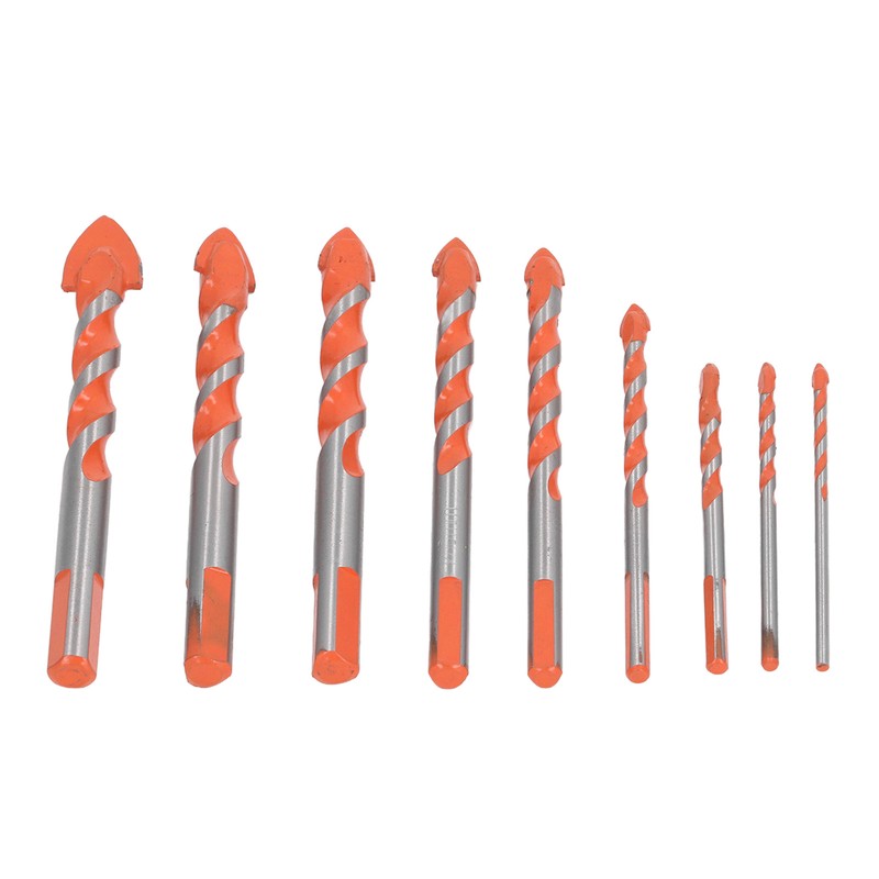 9Pcs Masonry Drill Bits Set Cemented Carbide Industrial Strength Carbide
