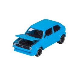 Majorette - Vintage Car - VW Golf MK1 Toy Car 1:64 Scale (7.5 cm) with Trading Card Model Car for Children Aged 3 Years and Above - Clear