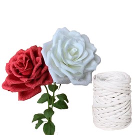 ALLWSLucky 12 m Natural Raffia Paper Ribbon, 4 mm Raffia Natural Paper Cord, Raffia Paper Tape for DIY, Raffia Yarn Raffia Ribbon for Gift Wrapping, Weaving, Decoration and Gardening (Wit)