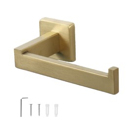 TocTen Toilet Paper Holder-Bathroom Tissue Holder Fit Big Roll Paper, Made of Thicken SUS 304 Stainless Steel, Square Paper Roll Holder Wall Mount Suitable for Bathroom, Kitchen, Office (Gold, 6.5)