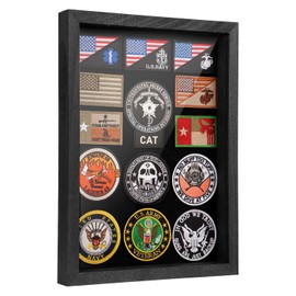 Patch Display Case Wall Mount — Black Wooden Patch Display Board for Velcro Patch , Military Patch Display & Police Patch Display, 1.16 x 12 x 1.7 in