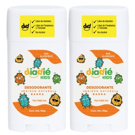 DIADIE KIDS, Desodorante para Niños, Niñas, desodorante Natural, No tapa los poros, Barra, Elimina mal olor, 60g, 2 Pack