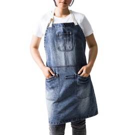 Jeanerlor Cowboy Heavy Duty Denim Work Apron with Tool Pockets for Hair Stylist Gardening Craftsmen Barista Hairdresser Adjustable up to L for Women