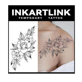 INKARTLINK 2 Pcs Tattoo Stickers for 2 Weeks Waterproof Jagua Tattoo Stickers Semi Permanent Tattoo Stickers Cute Women Collarbone Flower Graduation