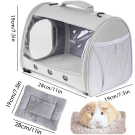Crested Geckos Travel Carrier with Security Printing Harness Leash Set,Lizard Carrier Cage,Guinea Pig Carrier for 2,Reptile Travel Carrier for Leopard Gecko Desert Iguana Bearded Dragon
