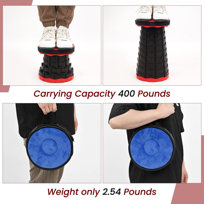 FXKS 2 Pack Portable Telescoping Stools Collapsible Stool with Cushion,Retractable