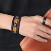JoycuFF Gifts for Son from Dad Mom Black Leather Bracelets