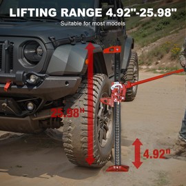 Torin TRA8335 33" Ratcheting Off Road Utility Farm Jack, 3 Ton (6,000 lb) Capacity, Red