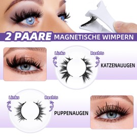 B&Q Magnetic Eyelashes, 2 Pairs, Magnetic Eyelashes, Natural Look, Two Different Magnetic Lashes Set, Includes Tools for Wearing Eyelashes, Reusable Eyelashes, Magnetic (CX02)
