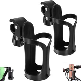 Pack of 2 Bicycle Drink Holders, Bottle Holder, 360 Degree Rotation Drink Bottle Holder, Lightweight Water Bottle Holder without Screws for Mountain Bikes, Bicycles, Pushchairs and Wheelchair