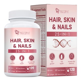 Migcopat Biotin 10,000mcg | Collagen | Hyaluronic Acid | Vitamin B, C, D3, E, Folate, Iron, 25-in-1 Formula Hair, Skin & Nails Supplement, Hair Growth Support, Skin & Nails Complex for Women