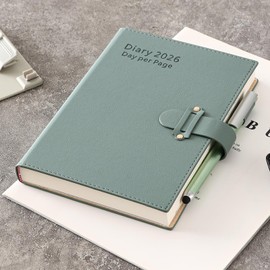 Mljtoyo 2026 Day to Page Diary A5 January 2026 to December 2026 One Page a Day Hardcover Organiser with Pen Stickers Cyan A5