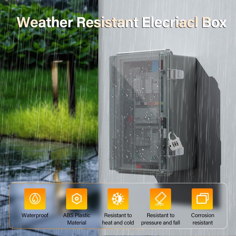 BSEED Waterproof Electrical Junction Box, Outdoor Enclosure with Hinged Cover,