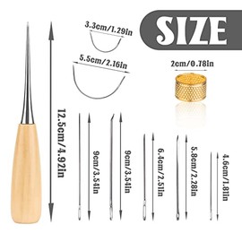 BAGERLA 273 Yards Leather Waxed Thread Sewing Kit Including Sewing Thread Needle Awl Thimble, Leather Sewing Upholstery Repair Kit for Leather Carpet Sofa Seat Shoe Sewing and Repair(White)