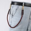 Rockyu Men's Genuine Leather Braided Brown Pant Chain Wallet Chain