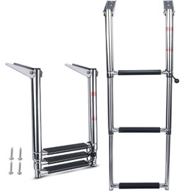 Marinebaby 3 Step Boat Ladder Folding, Stainless Steel Telescoping Swim Ladder for Boat,Pontoon,Yacht,Truck,RV