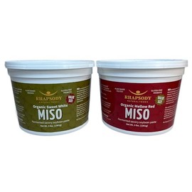 Rhapsody Natural Foods, Mellow Red Miso & Sweet White Miso, Made in Vermont, 96 oz, (Variety Pack of 2-48oz Tubs of each: Red and White), Value Size