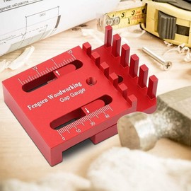 Wooden Tenon Ruler Marking,Woodworking Gaps Gauge Depth Measuring Ruler Line Sawtooth Ruler Marking Tool,Woodworking Measuring Tools Red