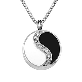DWJSu Locket Urn Necklaces for Cremation Jewelry Tai Chi Ashes Memroial Necklace Keepsake Black White Round Pendant for Women Men Brother