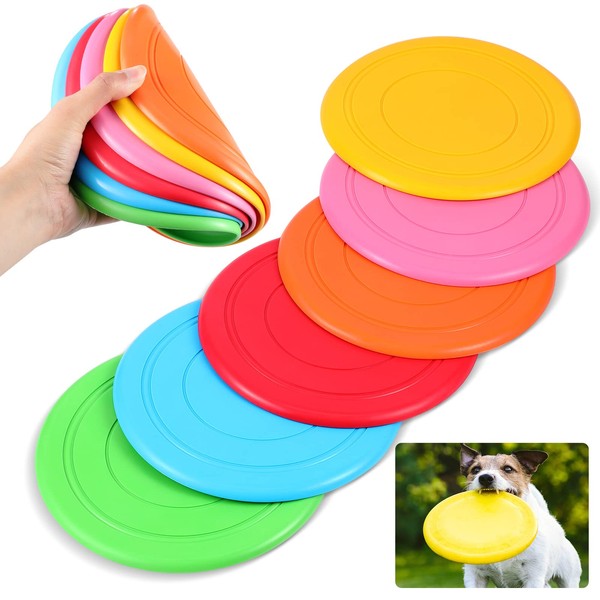Syhood 6 Pieces Flying Discs for Kids Soft Rubber Dog Training Flying Discs Outdoor Playing Disk Flyer for Kindergarten Teaching Children Pets Backyard Lawn Games Birthday Sports Themed Party, 6 Color