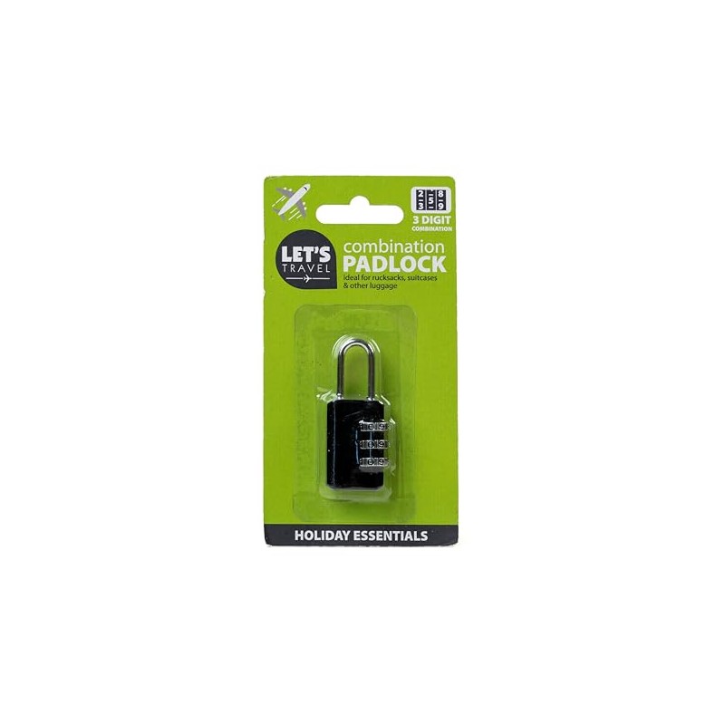 6-Pack Let's Travel 3-Digit Combination Padlock Set, Black, Holiday Essentials