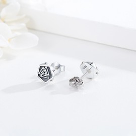 StoryEtain Viking Stud Earrings for Mens/Women 925 Sterling Silver Hypoallergenic Viking Stud Earrings Jewelry Gift, Sterling Silver, No Gemstone