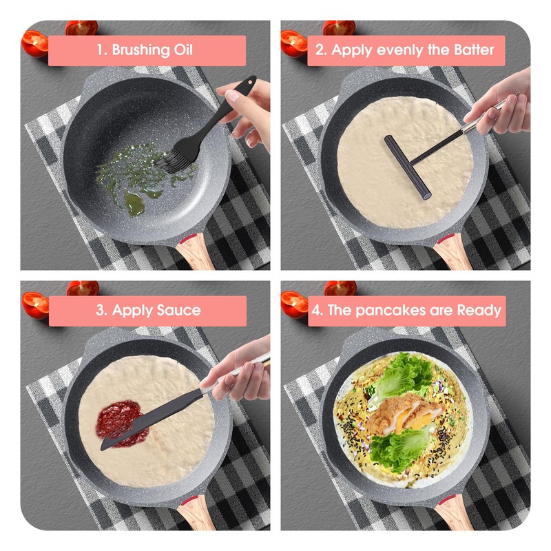 GOTFUN 3 Pieces Crepes Distributor and Spatula Stainless Steel Crepes