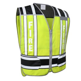UNINOVA Fire Vest Reflective for Men, Class 2 Reflective Duty Safety Vests Lime Green, 4 Point Breakaway High Visibility Fire Fighter Vest with Pockets and Zipper,Yellow,XX-Large-4X-Large