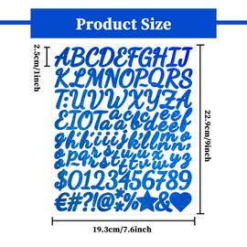 1 Inch Glitter Letter Sticker - Self Adhesive Alphabet Number Stickers for Scrapbook,Christmas,Wedding,Mailboxes,Name,DIY and Craft - 8 Sheets Shimmering Blue
